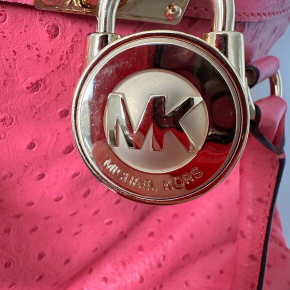 MICHAEL Michael Kors Hamilton North South Tote pink ostrich-embossed leather - Picture 5 of 7